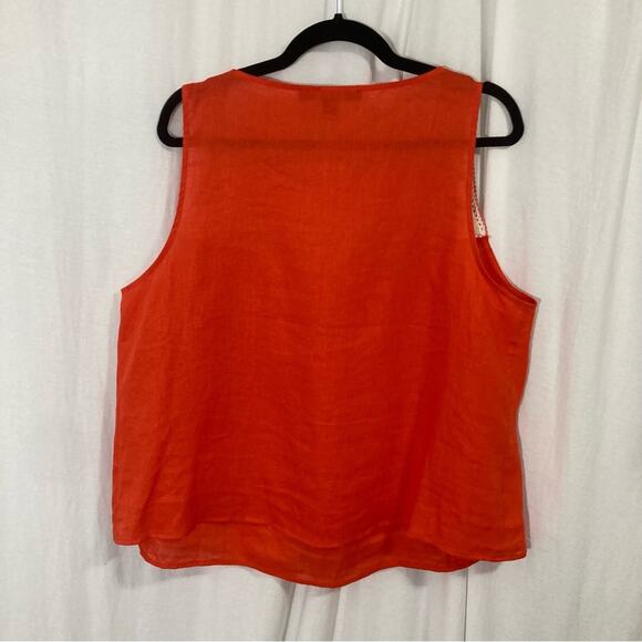 Marc New York 100% linen bohemian beachy hippie tank top crochet tassel size XL - Picture 5 of 6